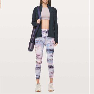 Lululemon Wunder Under High Rise 7/8 Leggings Purple Blue Floral Size 10